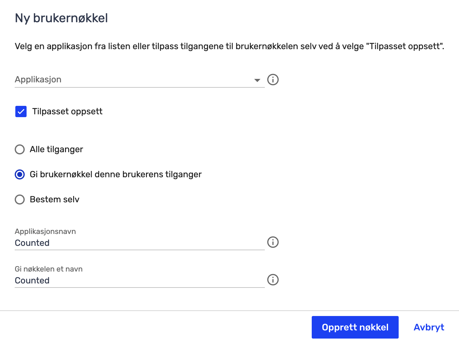 Ny nøkkel